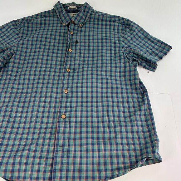 Duluth Trading Co Men's Plaid Relaxed Fit Size L Blue Button Down Short Sleeve - Picture 5 of 11